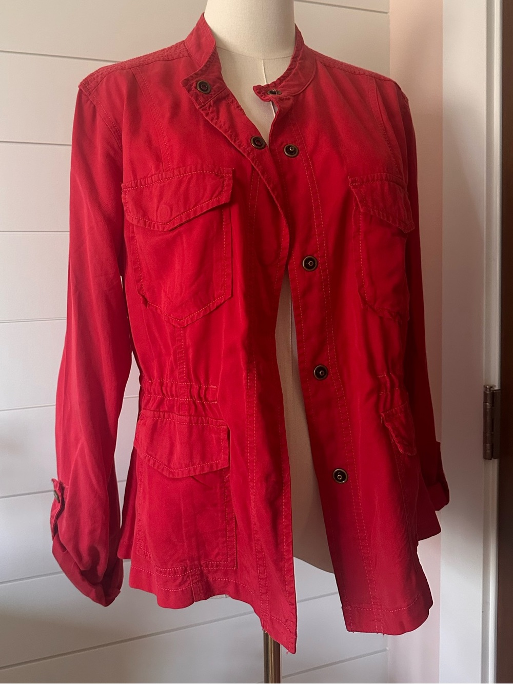 NEW Sanctuary Red Utility Jacket with Snap Front